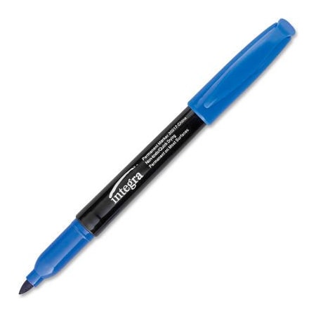 Integra Integra Fine Point Permanent Marker, Water/Fade Resistant, Blue Ink, Dozen 30017